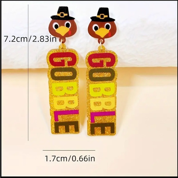 Fall Gobble Gobble Acrylic earrings - Picture 1 of 4